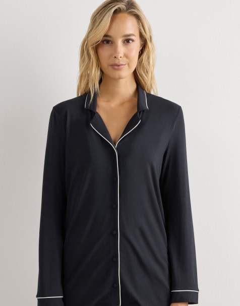 Intimissimi Long-sleeve micromodal jacket in black - view 1