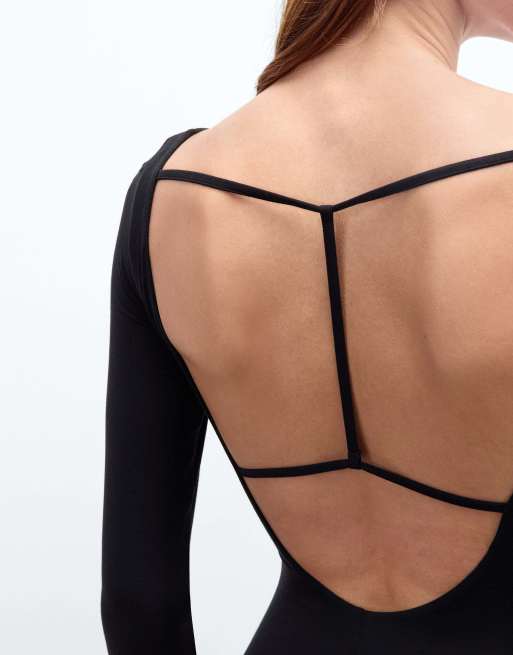 Intimissimi Long-sleeved backless bodysuit in black, 3 of 5