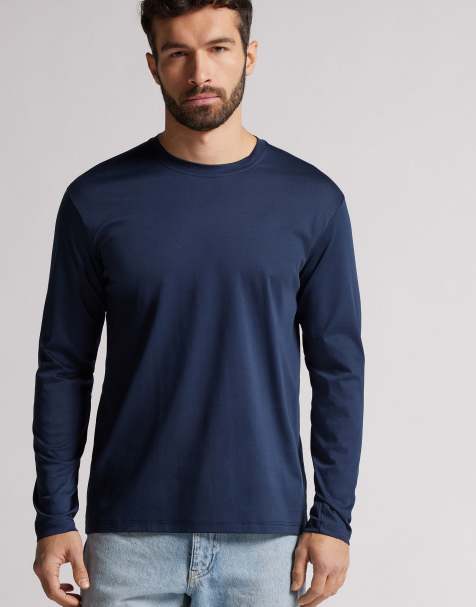 Intimissimi Long-sleeved mercerised top in navy blue - view 1