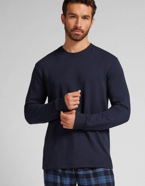 Intimissimi Long-sleeved modal fleece top in midnight blue - view 1