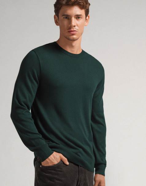Intimissimi Long-sleeved round-neck jersey top in dark green - view 1
