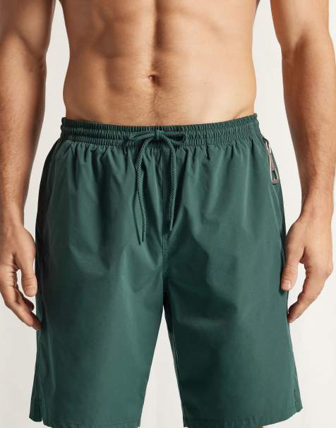 Intimissimi Long solid-colour swim trunks in dark green - view 1