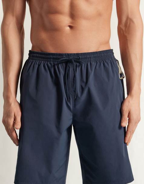 Intimissimi Long solid-colour swim trunks in deep blue - view 1