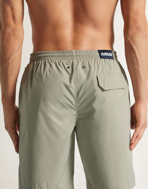 Intimissimi Long solid-colour swim trunks in light sage green, 2 of 4