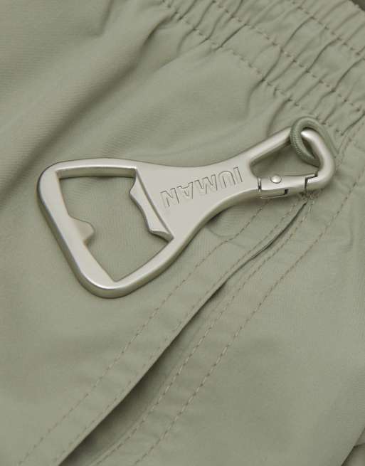 Intimissimi Long solid-colour swim trunks in light sage green, 3 of 4