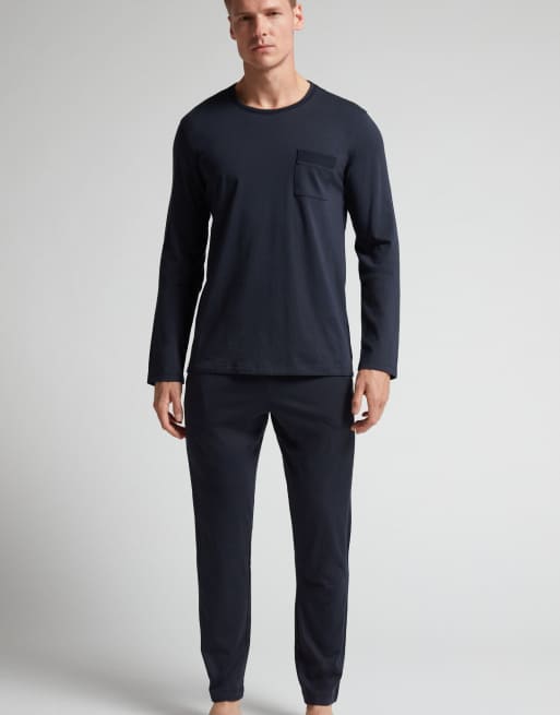 Intimissimi Long superior cotton pyjamas in midnight blue