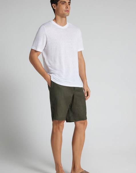 Intimissimi Men’s 100% linen shorts in green - view 1