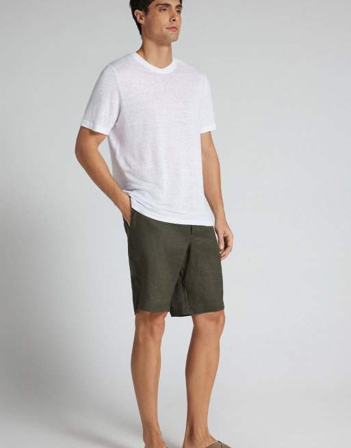 Intimissimi Men’s 100% linen shorts in green, 4 of 5