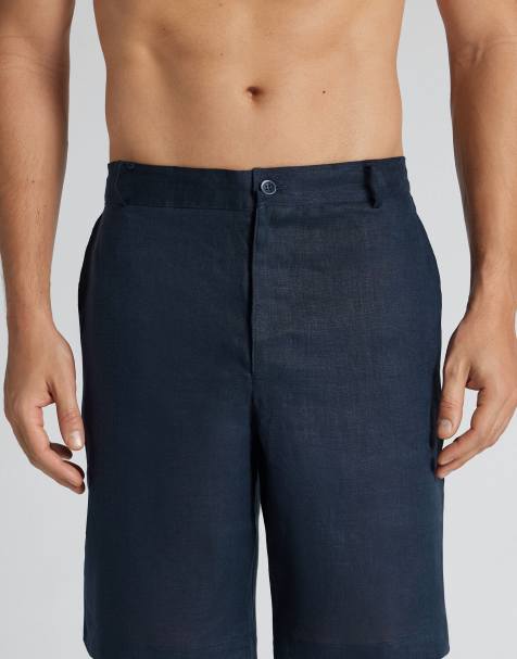 Intimissimi Men’s 100% linen shorts in ocean blue