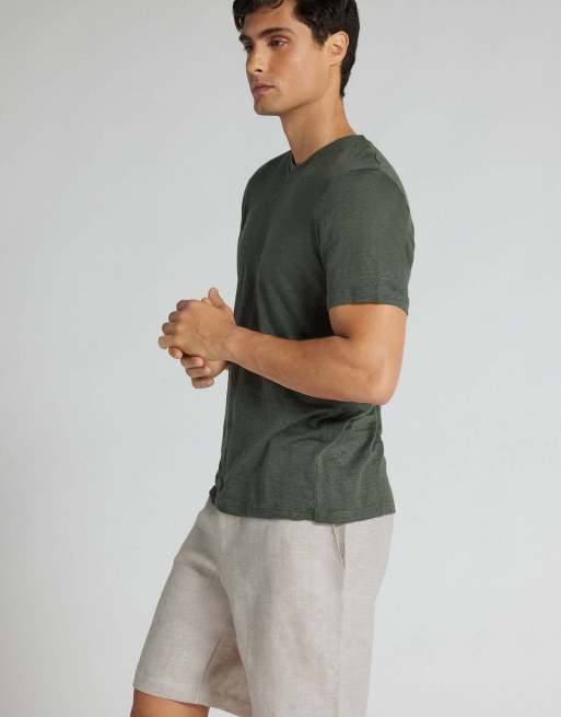 Intimissimi Men’s 100% linen shorts in sand, 4 of 5