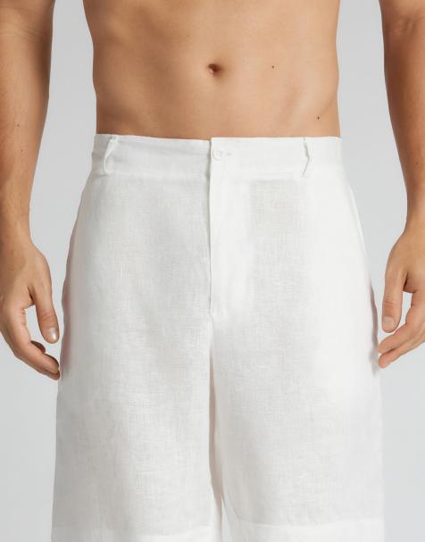 Intimissimi Men’s 100% linen shorts in white - view 1