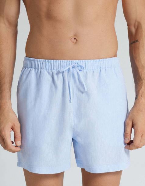 Intimissimi Men's cotton and linen shorts in light blue - view 1