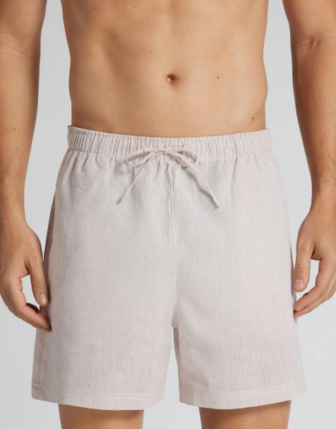 Intimissimi Men's cotton and linen shorts in linen white - view 1