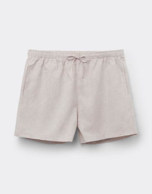 Intimissimi Men's cotton and linen shorts in linen white, 3 of 4