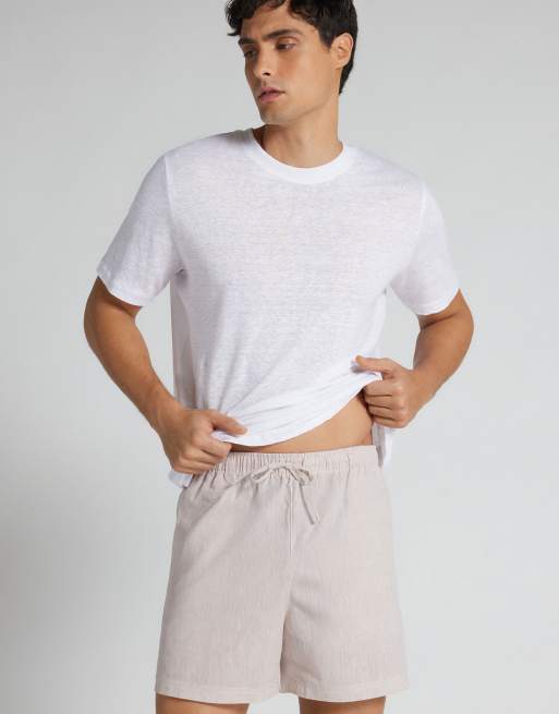 Intimissimi Men's cotton and linen shorts in linen white, 4 of 4
