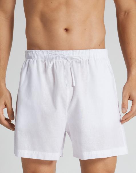 Intimissimi Men's cotton and linen shorts in white - view 1