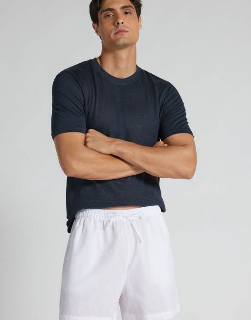 Intimissimi Men's cotton and linen shorts in white, 4 of 5