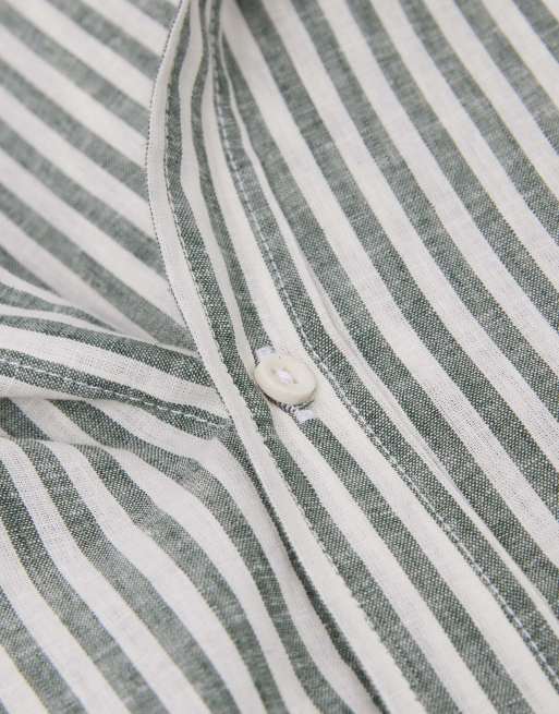 Intimissimi Men’s linen & cotton shirt in white/green stripe, 5 of 5