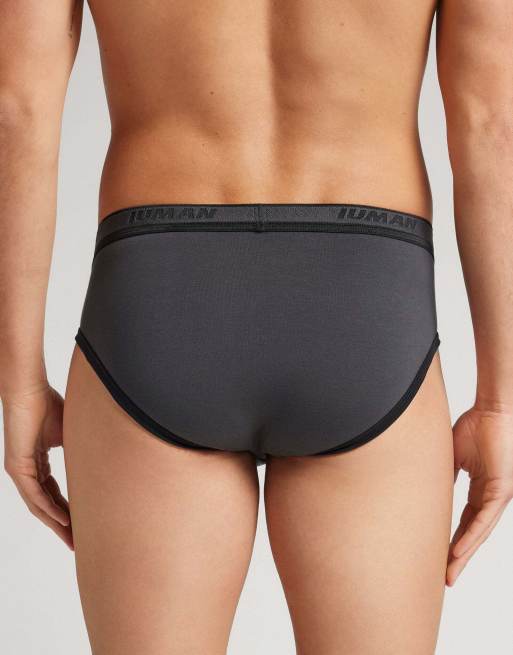 Intimissimi Men’s superior cotton briefs with logo in dark grey and black, 2 of 5