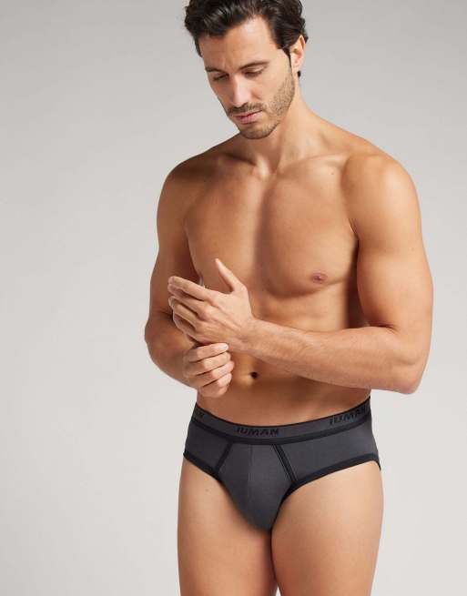 Intimissimi Men’s superior cotton briefs with logo in dark grey and black, 4 of 5