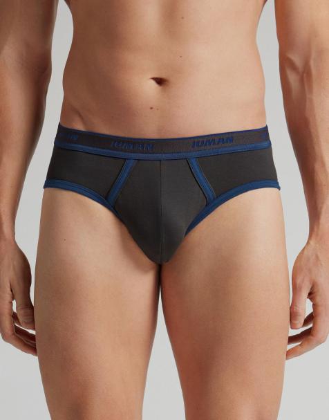 Intimissimi Men’s superior cotton briefs with logo in dark grey/navy blue - view 1