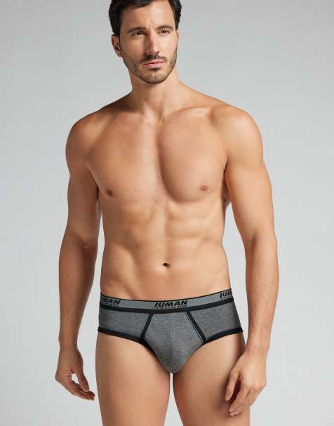 Intimissimi Men’s superior cotton briefs with logo in graphite grey blend black - view 1