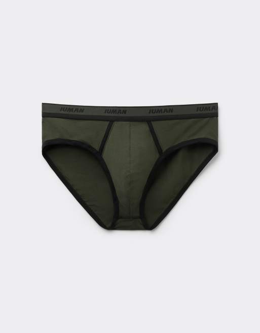 Intimissimi Men’s superior cotton briefs with logo in green/black, 3 of 4