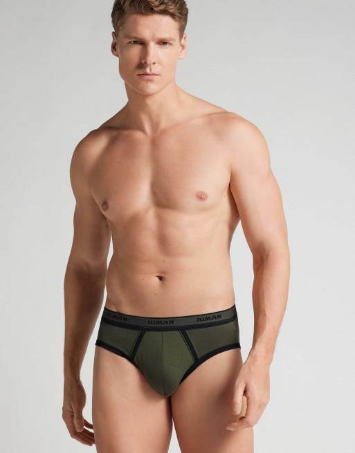 Intimissimi Men’s superior cotton briefs with logo in green/black, 4 of 4