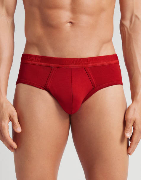 Intimissimi Men’s superior cotton briefs with logo in intense red - view 1