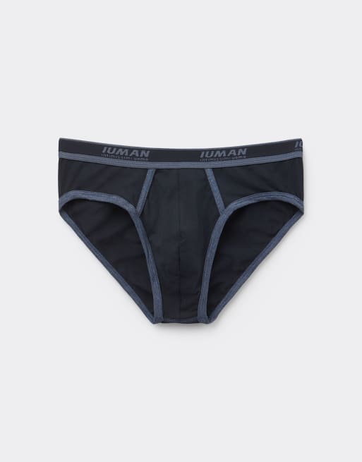 Intimissimi Men’s superior cotton briefs with logo in midnight blue denim blue blend, 4 of 4