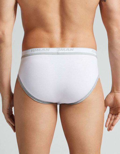 Intimissimi Men’s superior cotton briefs with logo in white and mottled grey, 2 of 5