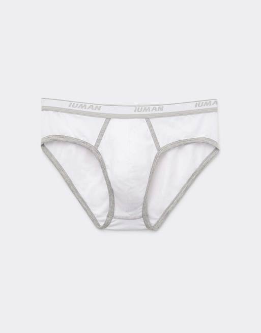 Intimissimi Men’s superior cotton briefs with logo in white and mottled grey, 3 of 5