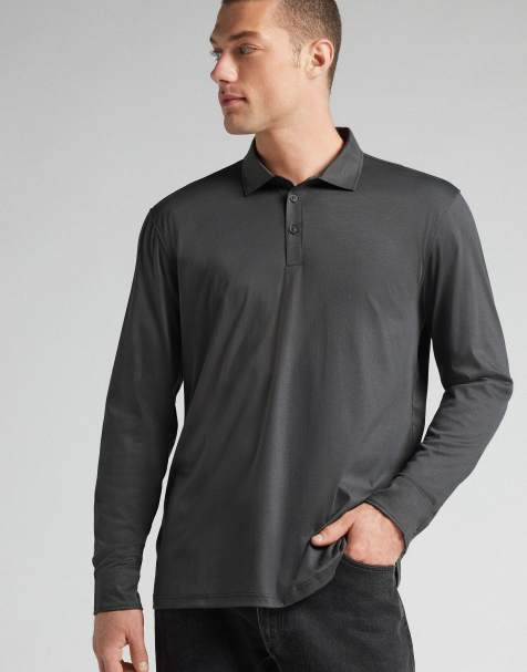 Intimissimi Mercerised premium cotton polo shirt in dark grey
