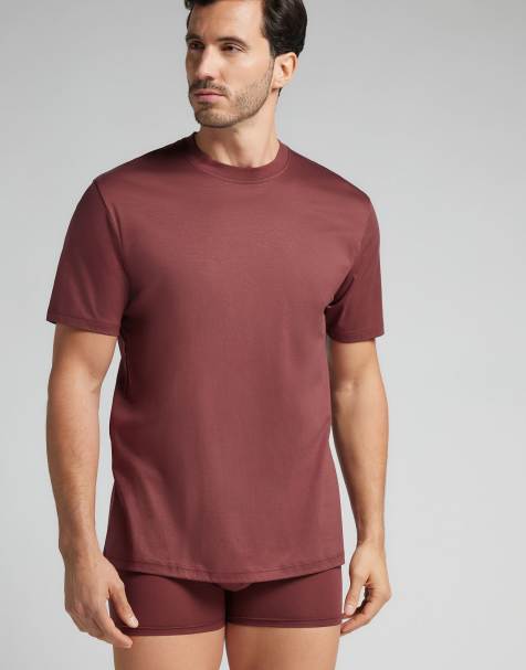 Intimissimi Mercerised superlight t-shirt in chocolate red