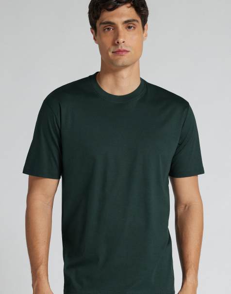 Intimissimi Mercerised superlight t-shirt in dark green - view 1