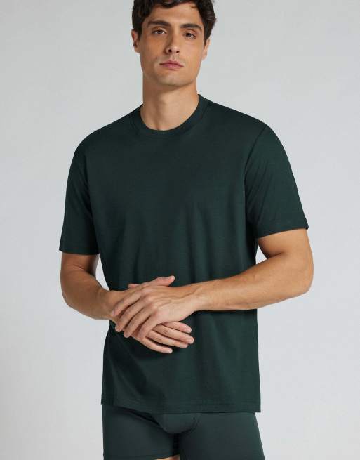 Intimissimi Mercerised superlight t-shirt in dark green, 4 of 5