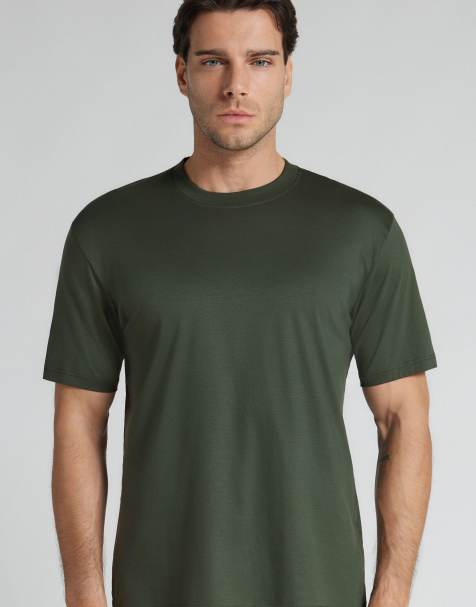 Intimissimi Mercerised superlight t-shirt in sage green - view 1