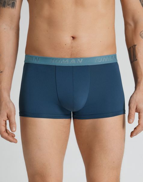 Intimissimi Microfibre boxers with logo in blue/ wahsed black - view 1