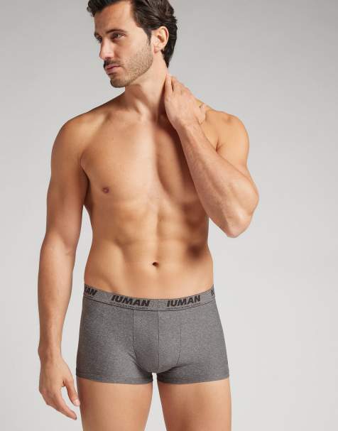 Intimissimi Microfibre boxers with logo in charcoal grey melange - view 1