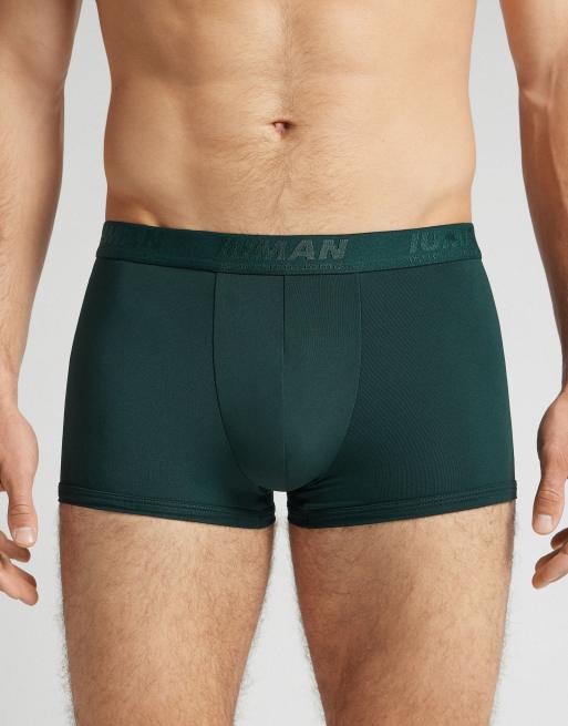 Intimissimi Microfibre boxers with logo in dark green