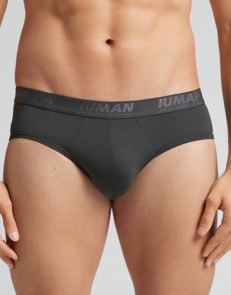 Intimissimi Microfibre briefs with logo in dark grey - view 1