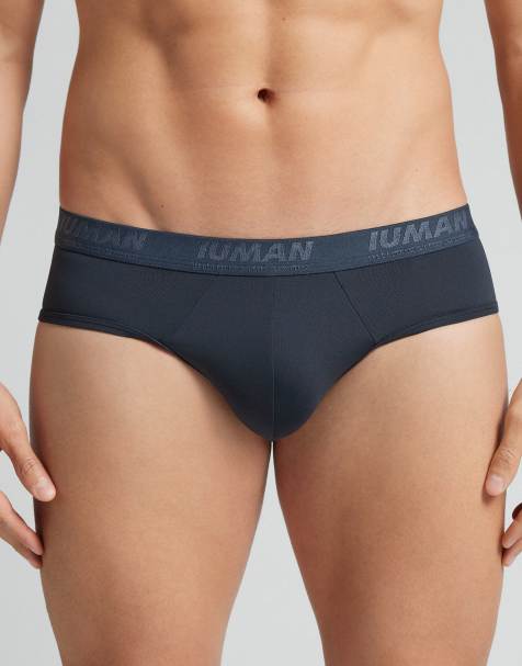 Intimissimi Microfibre briefs with logo in midnight blue - view 1