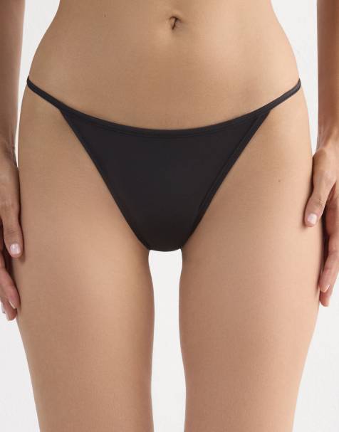 Intimissimi Microfibre g-string with side straps in black - view 1