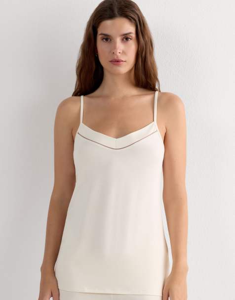 Intimissimi Micromodal top with slim straps in vanilla ivory - view 1