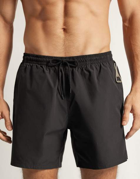 Intimissimi Mid-length solid-colour swim trunks in black - view 1