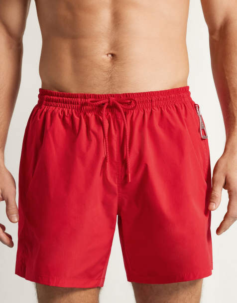 Intimissimi Mid-length solid-colour swim trunks in sporting red - view 1