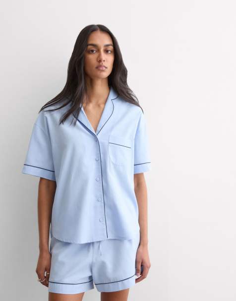 Intimissimi NI Chambray Cotton and Modal Short Pyjamas in chambray blue - view 1