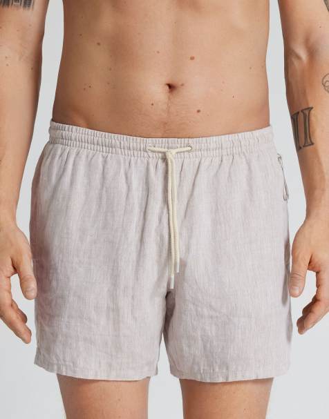 Intimissimi Plain swim trunks in 100% linen in linen white - view 1