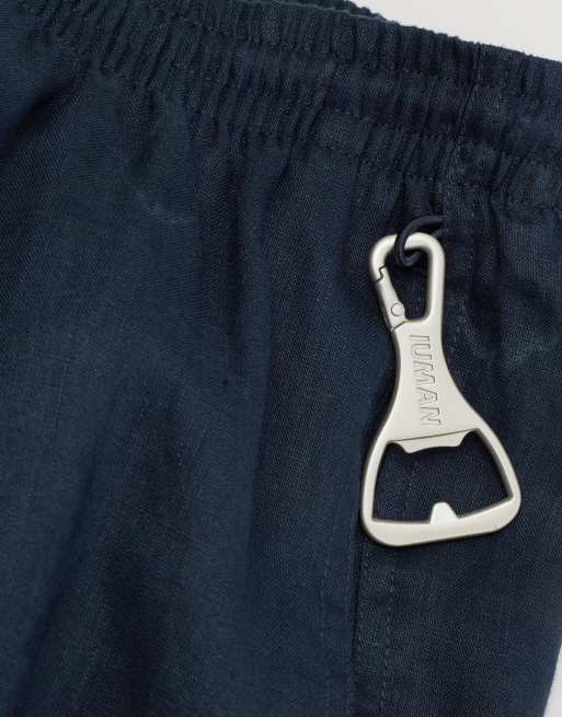 Intimissimi Plain swim trunks in 100% linen in ocean blue, 3 of 4