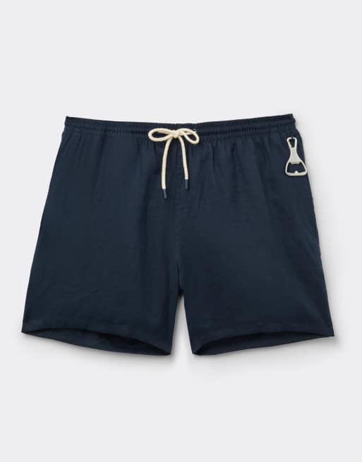Intimissimi Plain swim trunks in 100% linen in ocean blue, 4 of 4